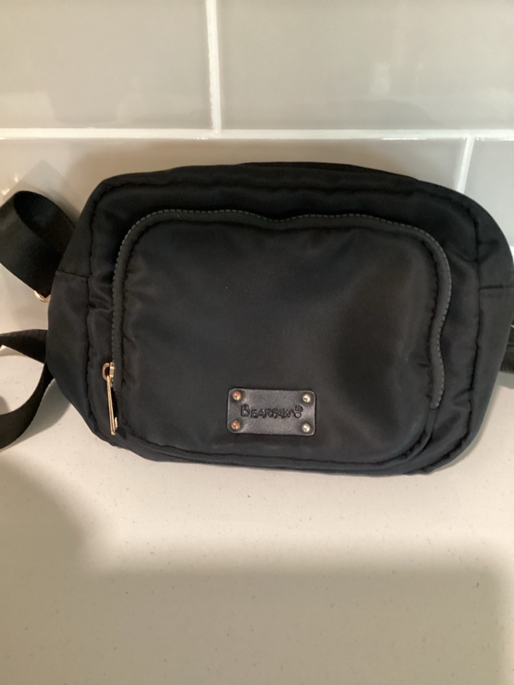 BearPaw Black Men's Belt Bag with Front Zip Pocket